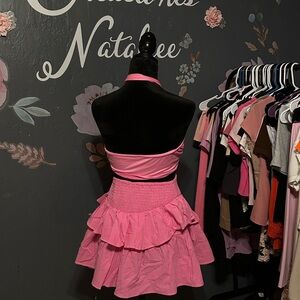 Pink Halter Top and Skirt Set